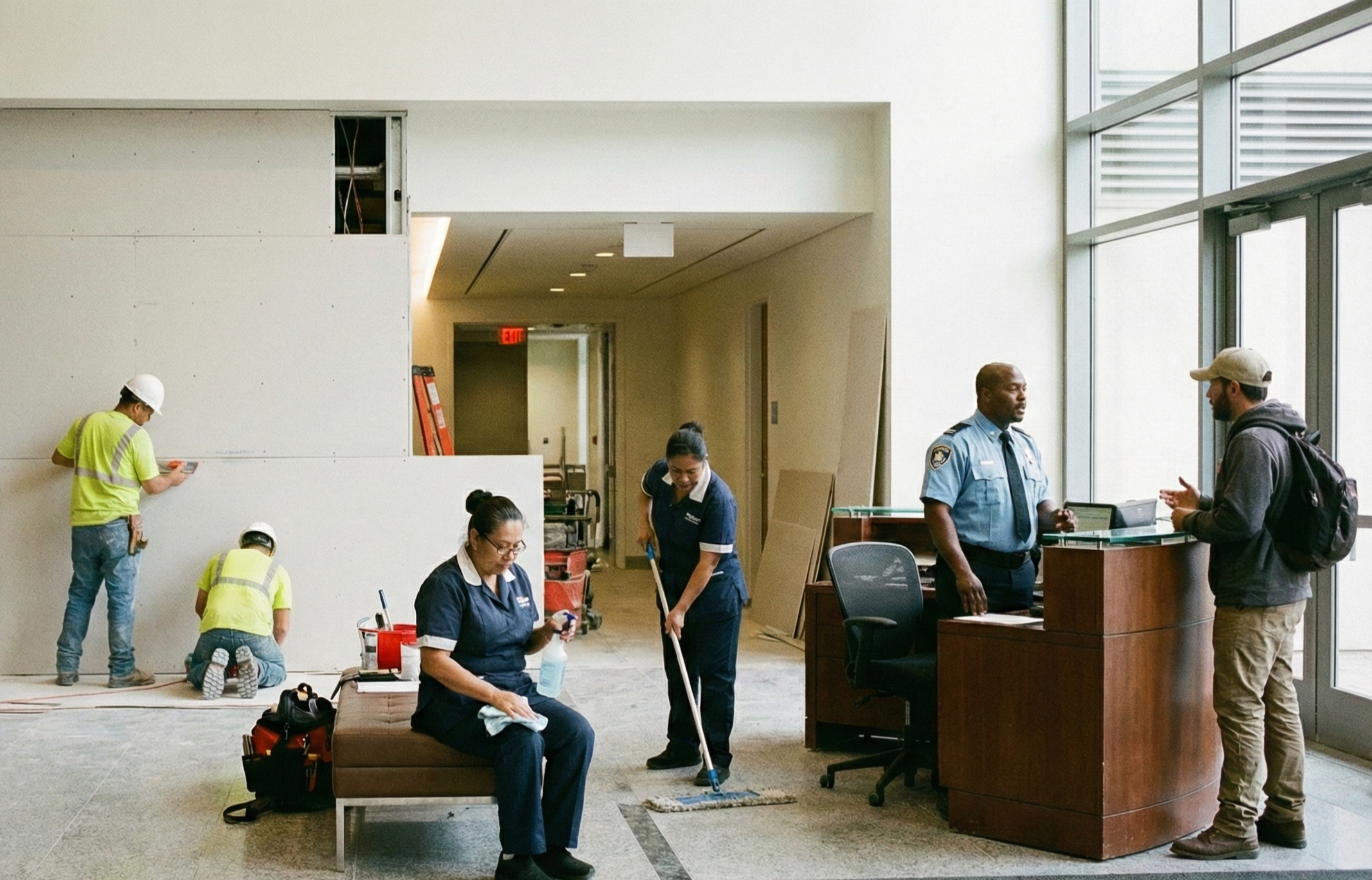 Service workers on the job